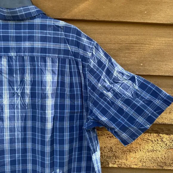George Blue Plaid Button Down Short Sleeve Mens Shirt Size 3XL - Picture 9 of 10